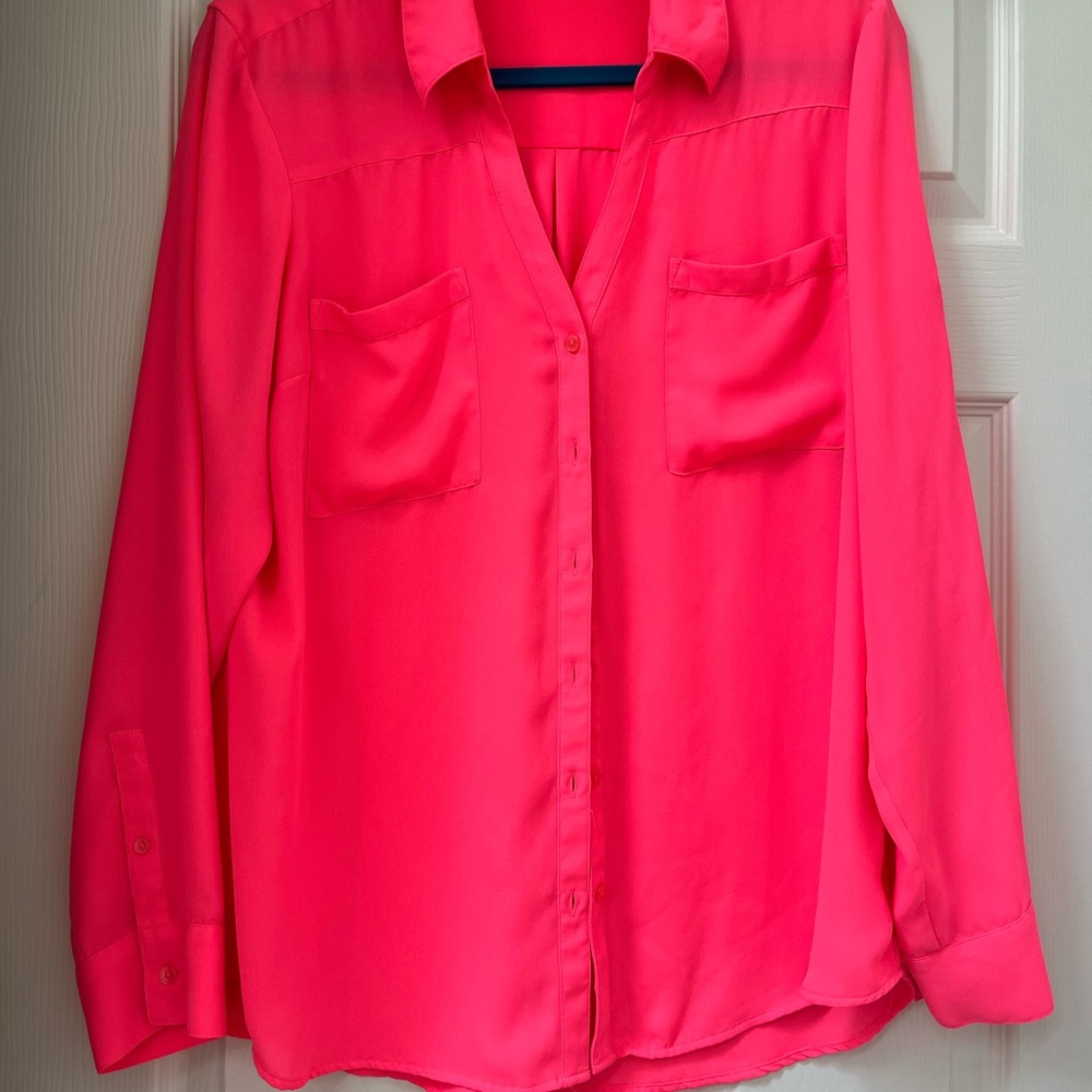 Express Neon Pink Button-Down Shirt